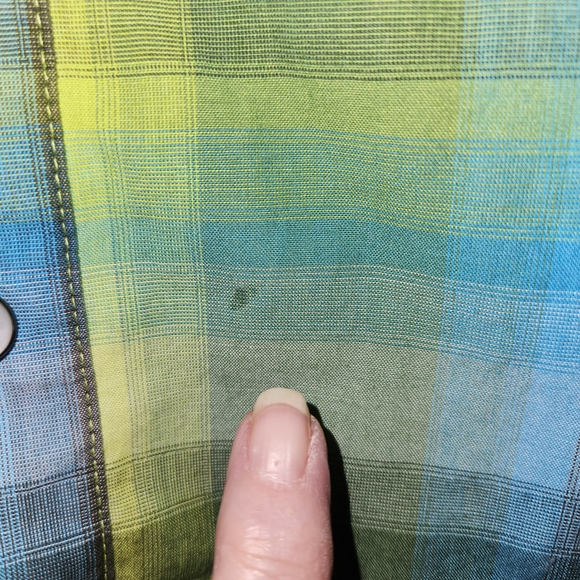 Mountain Hardwear Short Sleeve Pearl Snap Shirt Size XL Green/Blue/Brown Plaid - Picture 8 of 16